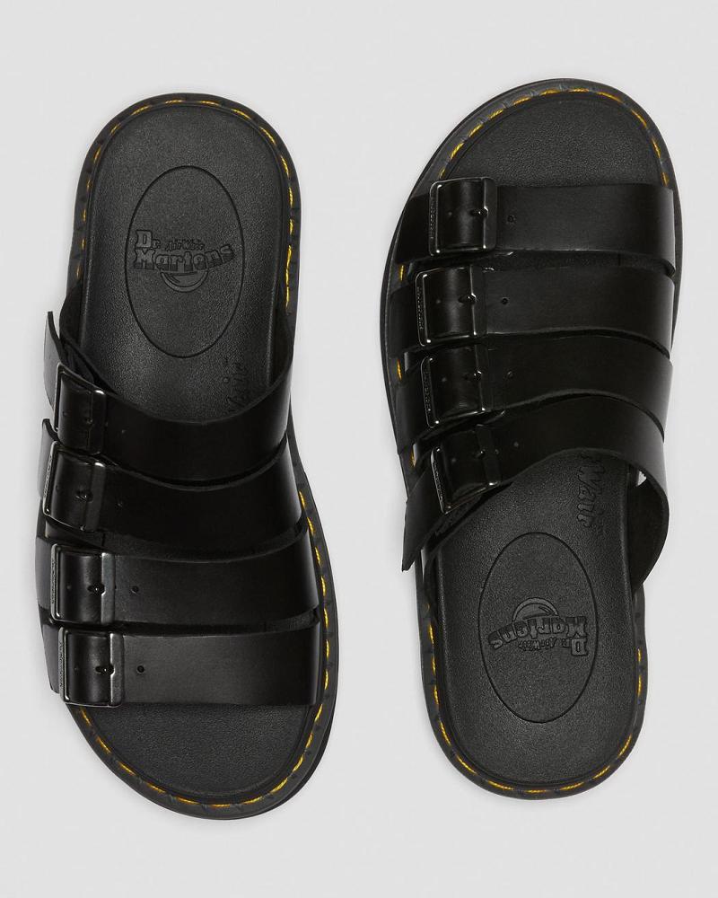 Dr Martens Tate Leren Schuifsandalen Heren Zwart | NL 16VRW